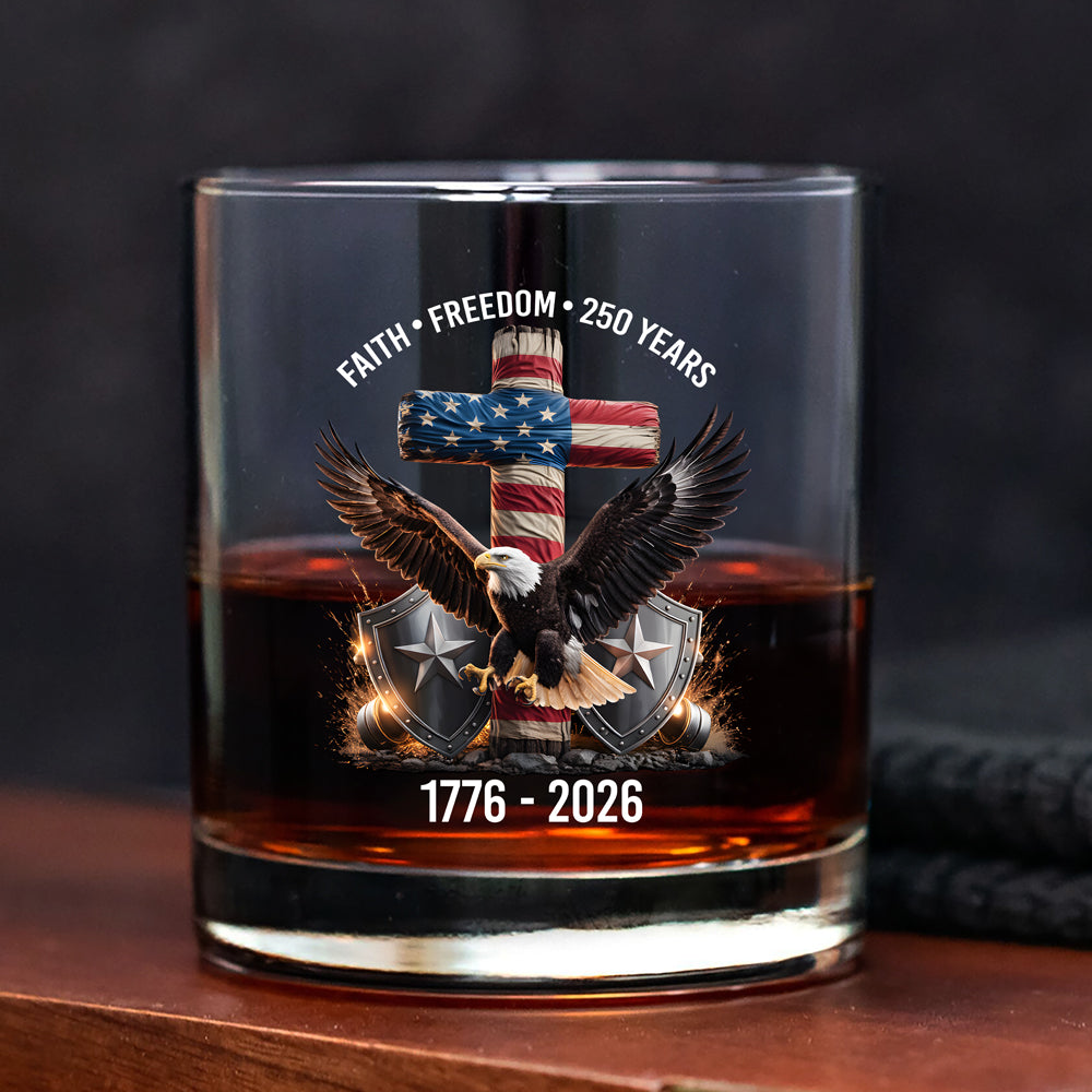 250 Years of Freedom Eagle Patriotic 1776 - 2026 Whiskey Glass HO82 901274