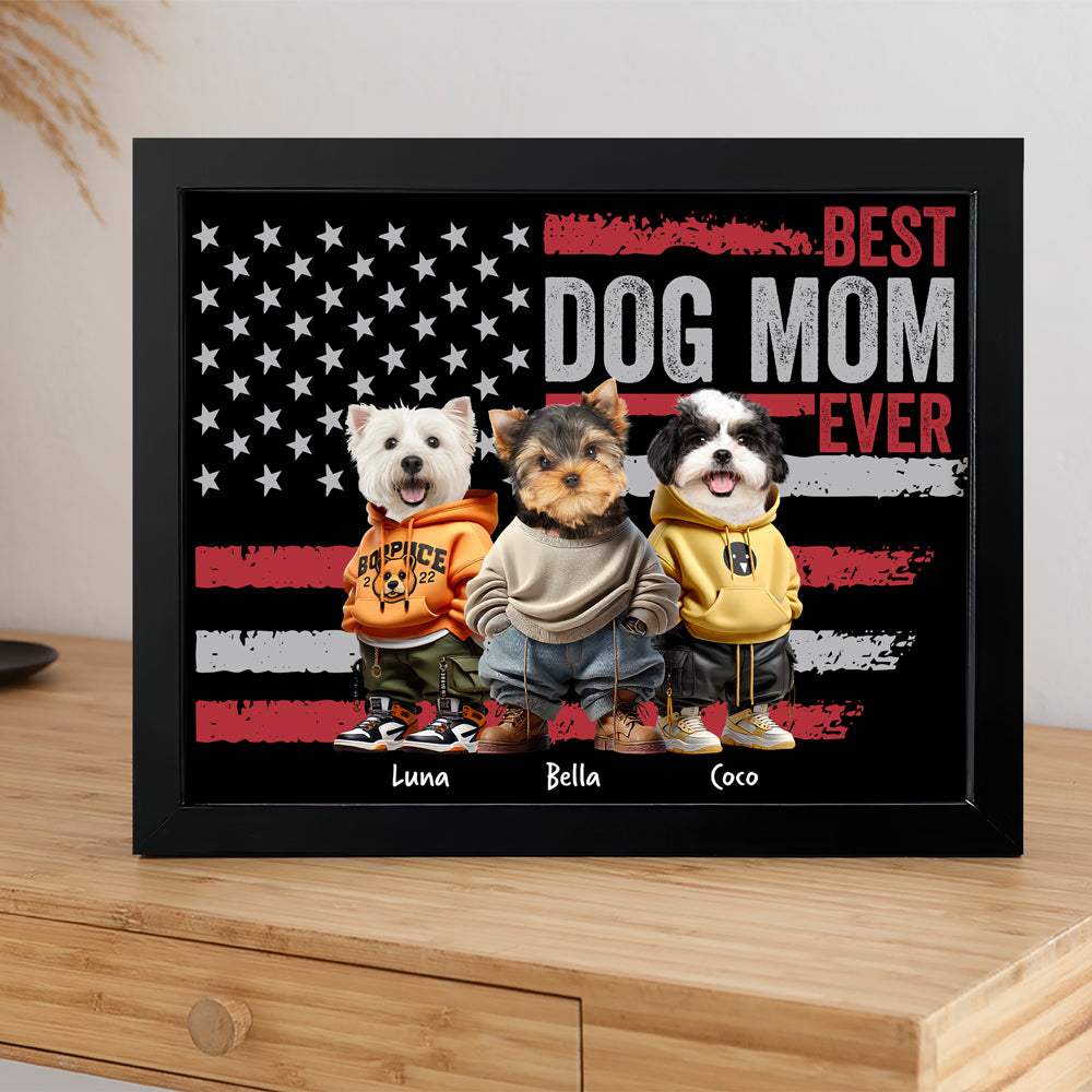 Custom Photo Best Dog Cat Dad Ever US Flag Picture Frame Uniform Ver HA75 892190