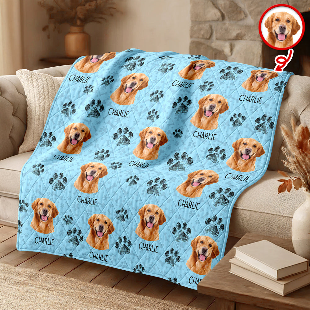 Custom Photo With Dog Cat Paw Quilt Blanket For Dog Cat Lovers LM32 897301