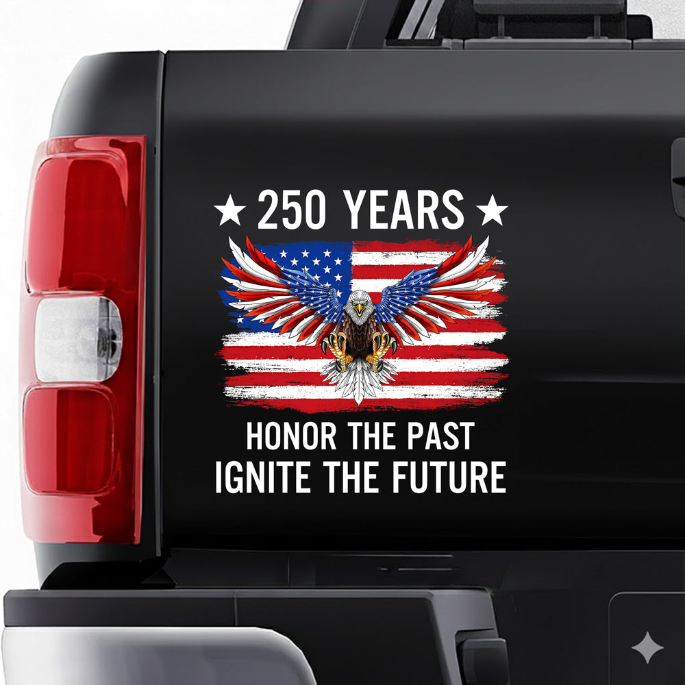 America 250th Anniversary Car Window Decal Sticker | Bald Eagle Flag Tee for July 4th HO82 901066