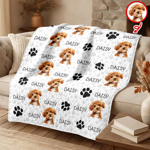 Custom Photo And Name On Quilt Blanket For Dog Lover LM32 897303