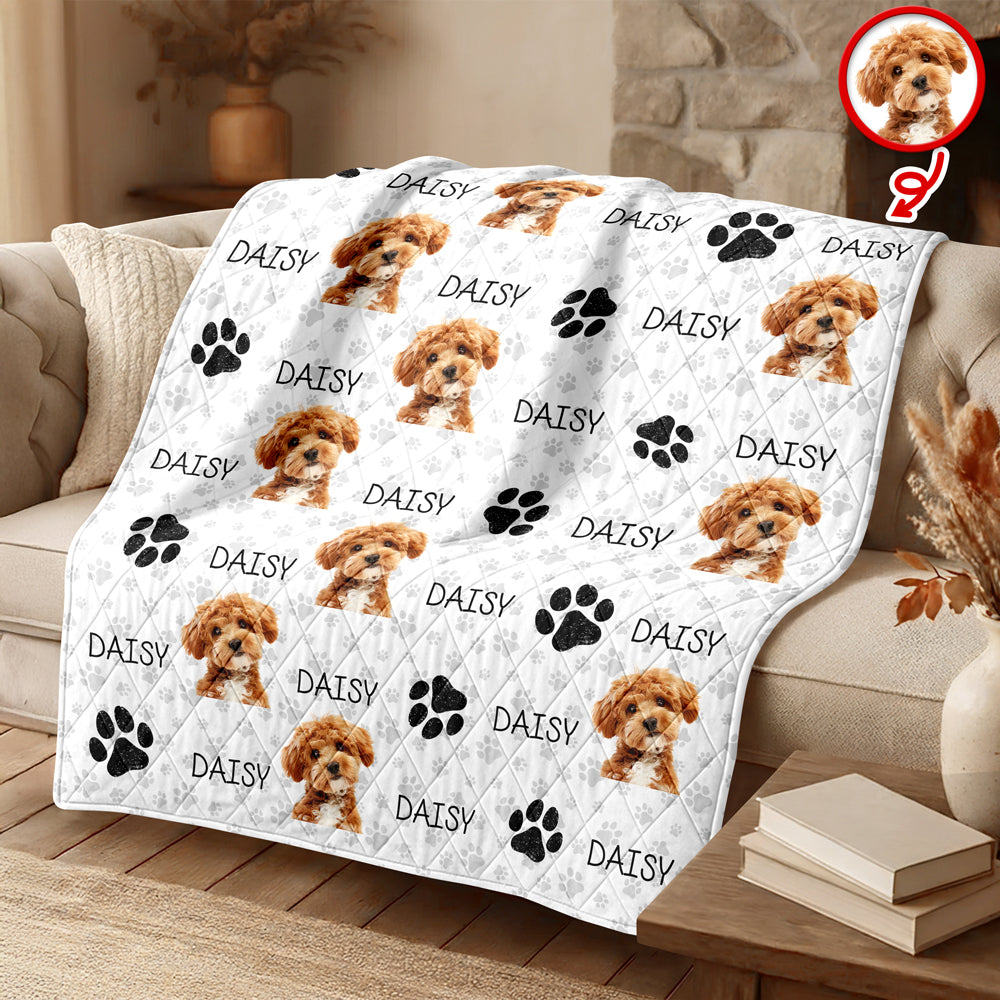 Custom Photo And Name On Quilt Blanket For Dog Lover LM32 897303