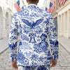 America 250th Anniversary Toile De Jouy Style Patriotic Men's Suit CH07 911028