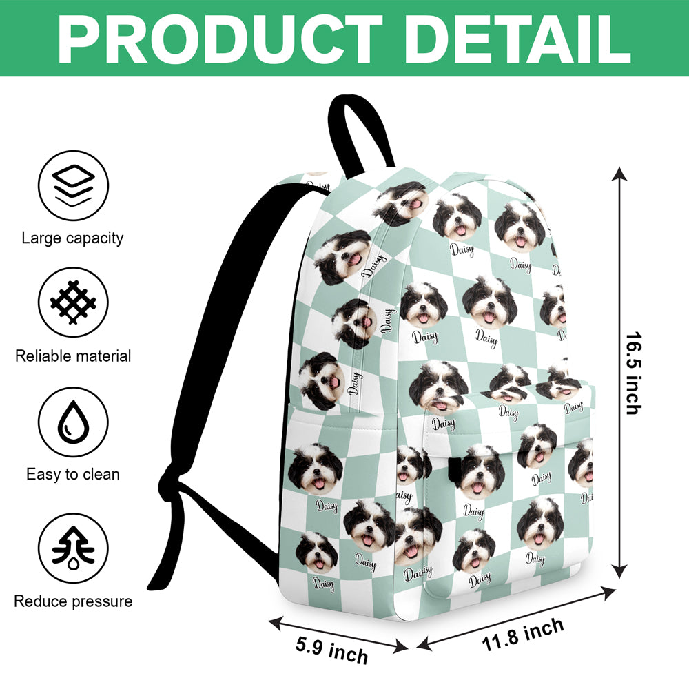 Custom Dog Cat Face Gingham Pattern Backpack For Dog Cat Lovers CH07 911124