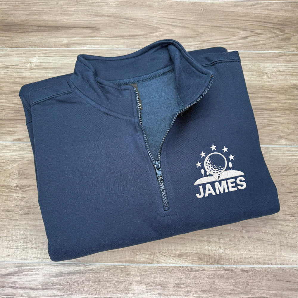 Custom Name Golf Player Embroidered Quarter Zip Sweater For Golf Lovers CH07 910006