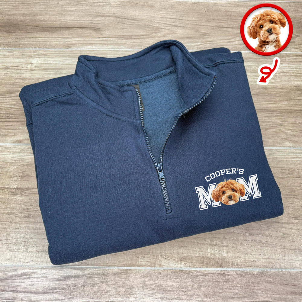 Custom Face Dog Cat Dad Printed Quarter Zip Sweater Gift For Dog Cat Lovers HA75 898608