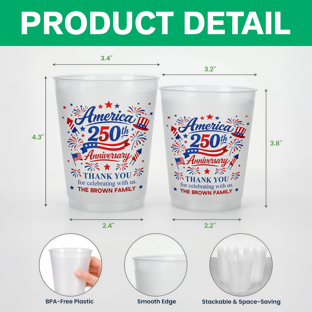 Custom Family Name US 250th Anniversary Thank You for Celebrating With Us Party Cups TH10 170083