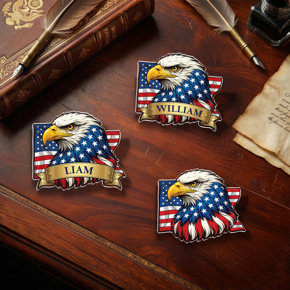 Personalized Patriotic US Flag Bald Eagle Acrylic Pin CH07 910990