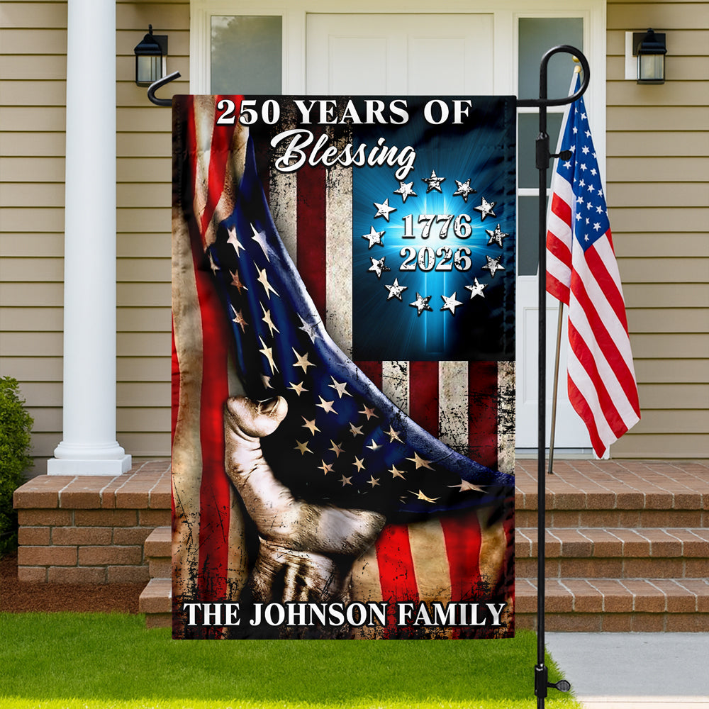 Personalized Family Name 250 Years of Blessing 1776-2026 Garden Flag HA75 920374