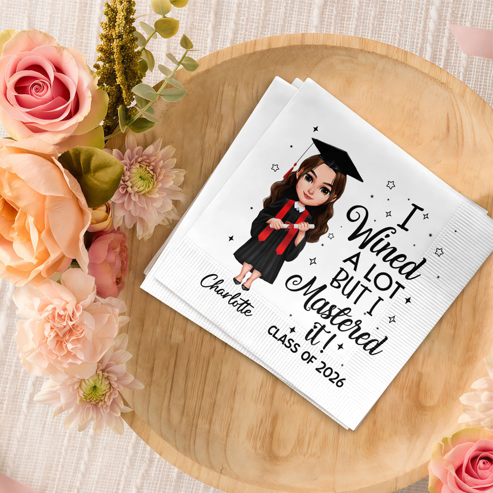 Personalized I Wined A Lot Graduation Napkins For Graduation Party HO82 902194