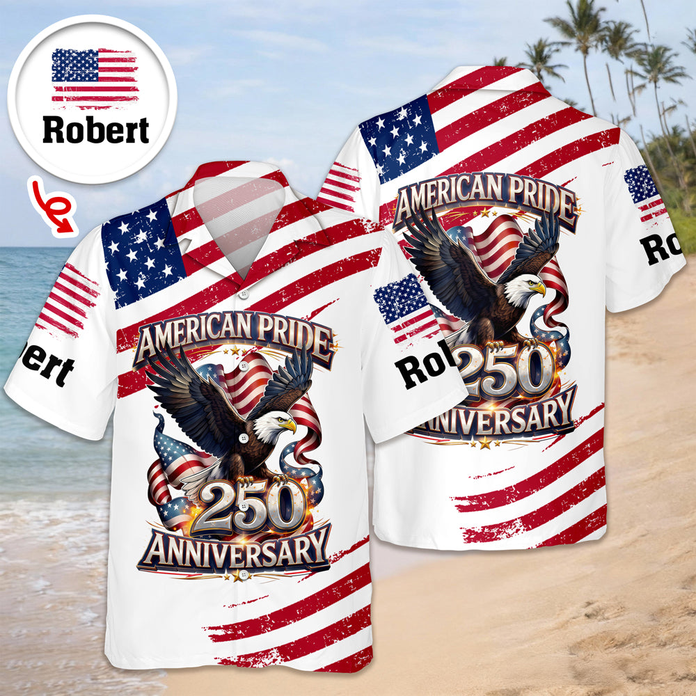 Custom Name America Pride 250th Anniversary 1776–2026 Eagle Hawaii Shirt CH07 911214