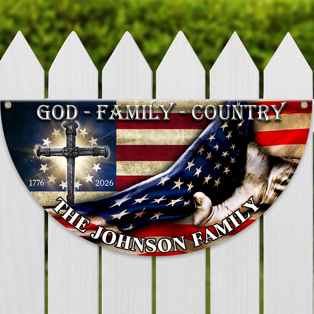 Custom Family Name 250 Years of Blessing 1776 - 2026 Non-Pleated Fan Flag HA75 920376