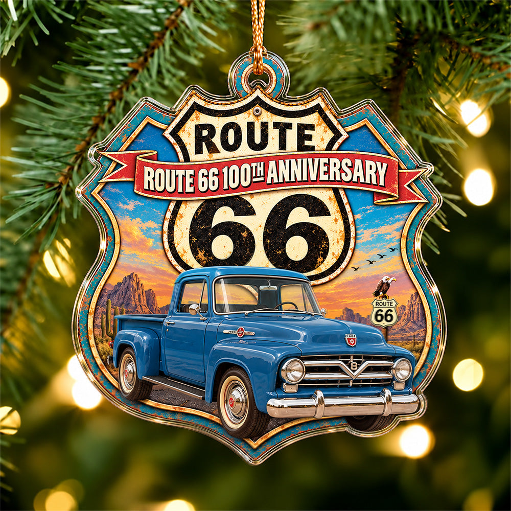 Custom Car Photo 100th Anniversary Of Route 66 Acrylic Ornament, Christmas Tree Decoration Gift CH07 180966