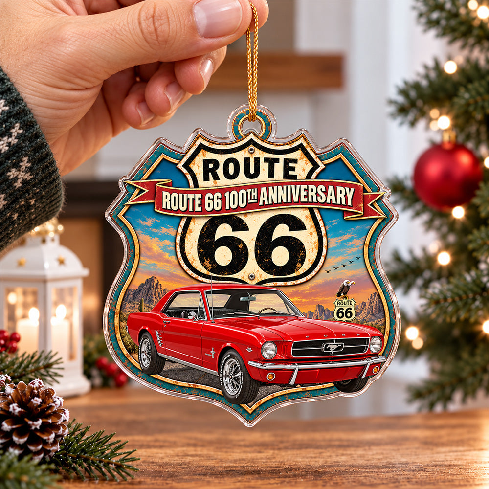 Custom Car Photo 100th Anniversary Of Route 66 Acrylic Ornament, Christmas Tree Decoration Gift CH07 180966