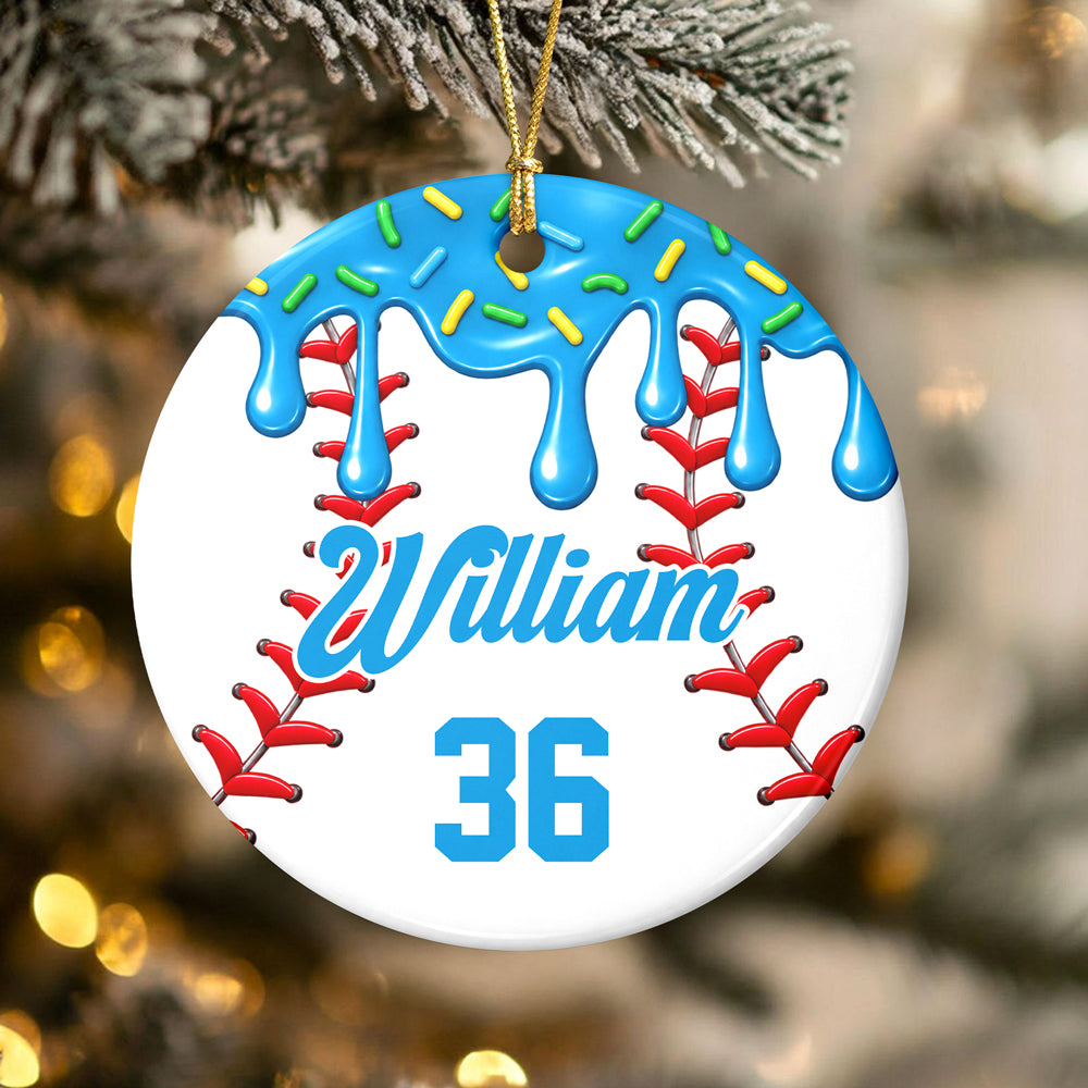 Custom Baseball Ice Cream Christmas Ceramic Ornament, Unique Sports Gift for Baseball Lovers, Kids and Team TH10 171219