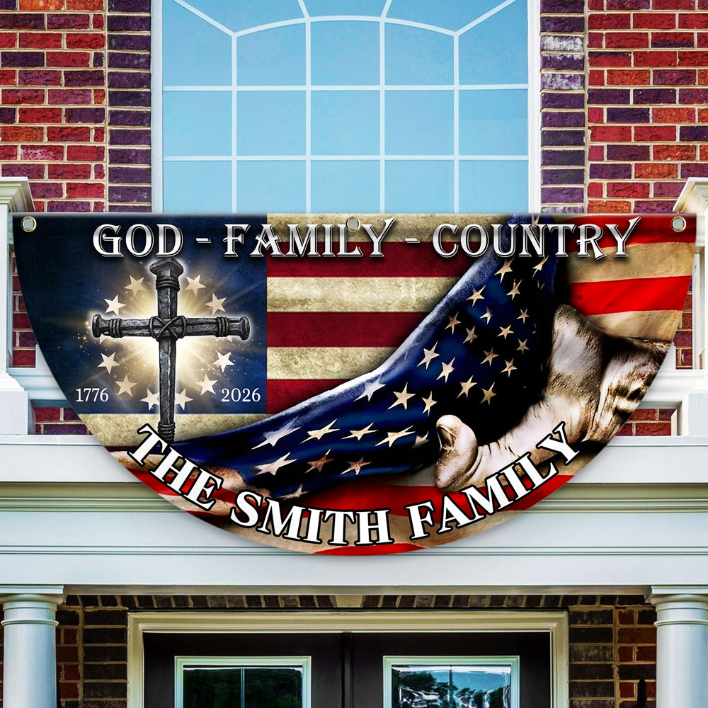 Custom Family Name 250 Years of Blessing 1776 - 2026 Non-Pleated Fan Flag HA75 920376
