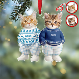 Custom Photo Dog Cat Xmas Clothes Christmas Acrylic Ornament For Christmas HA75 897942