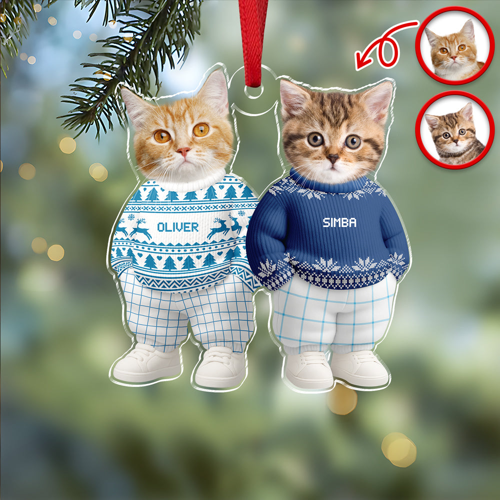 Custom Photo Dog Cat Xmas Clothes Christmas Acrylic Ornament For Christmas HA75 897942