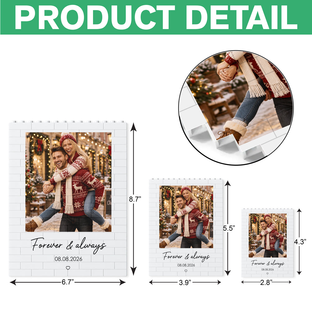 Custom Photo Forever & Always Building Brick Block Christmas Gift for Couples TH10 171251