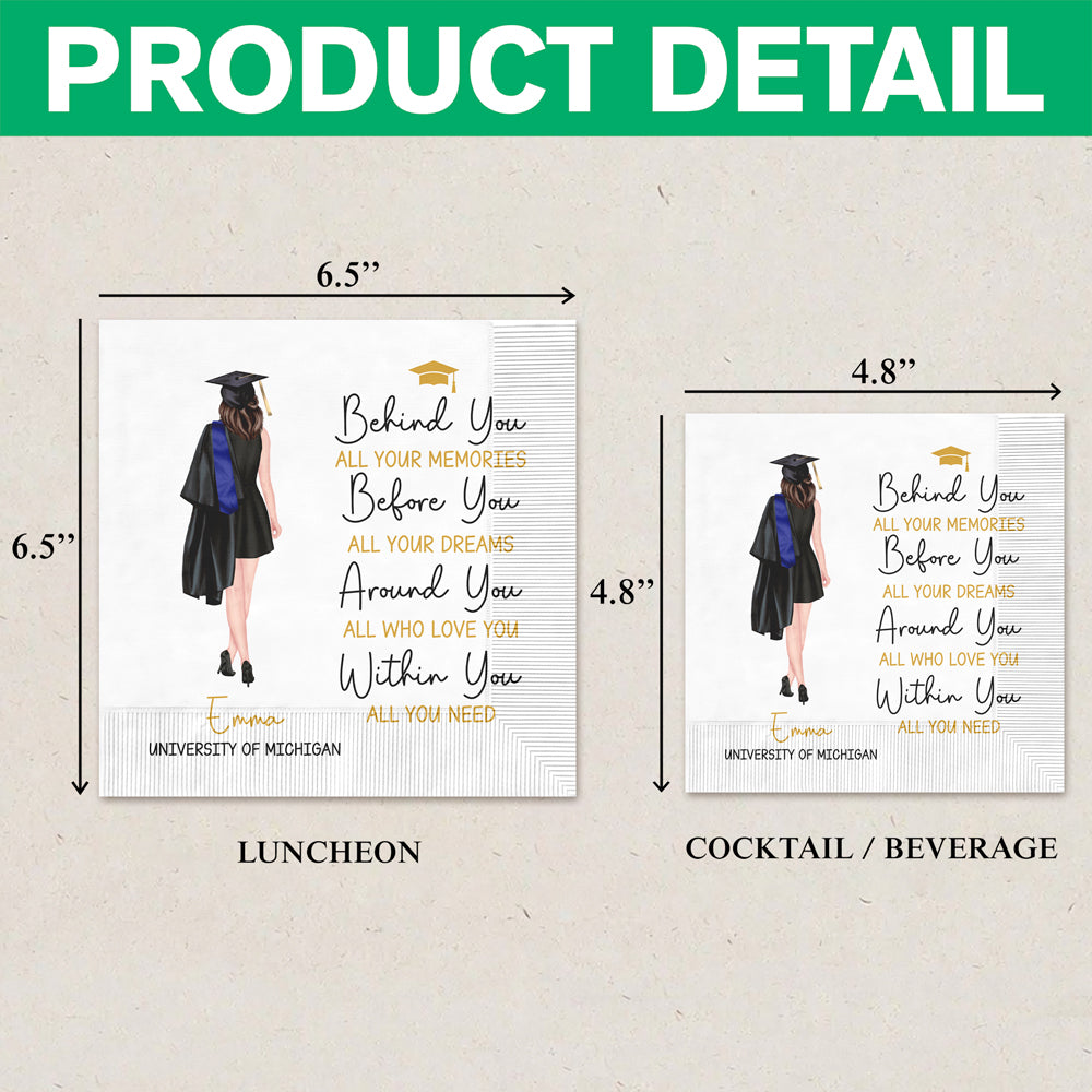 Personalized Behind You All Memories Napkins - Graduation Gift For Her HO82 902196