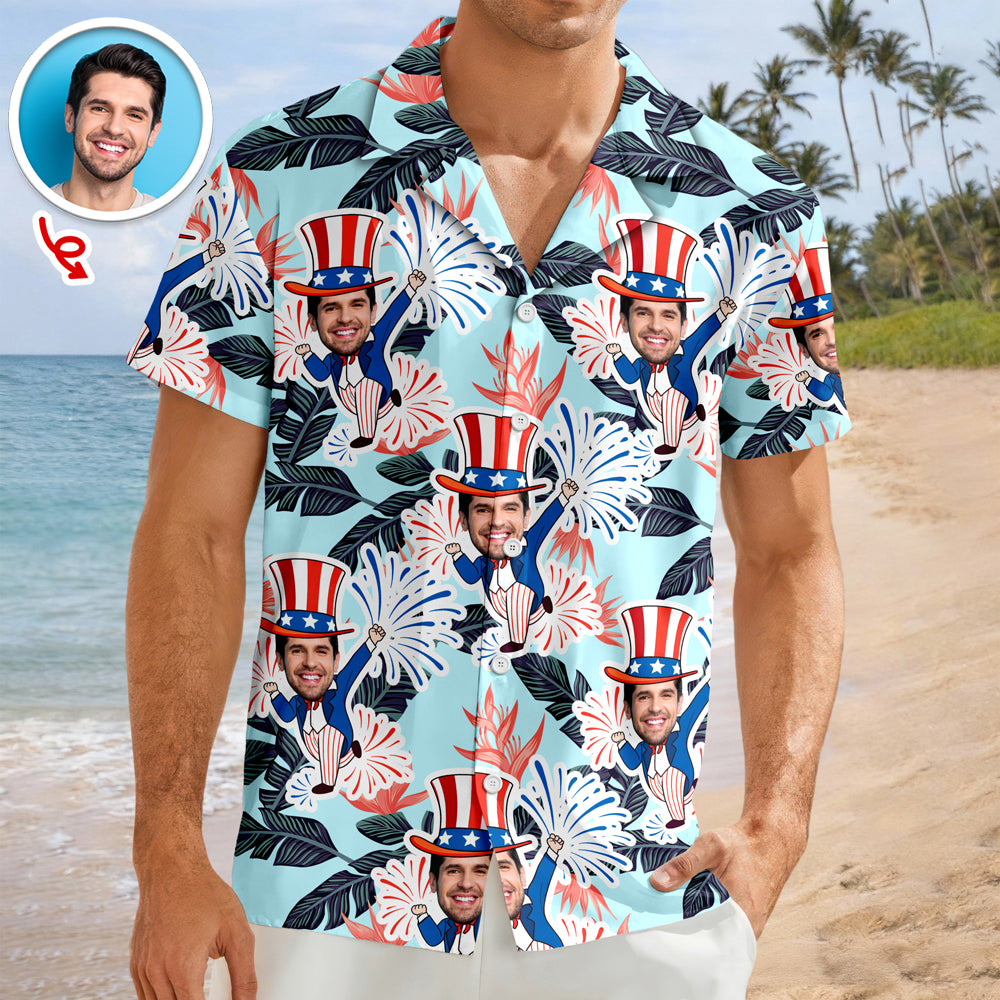 Custom Photo USA 4th of July Tropical Hawaii Shirt LM32 899711