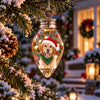 Custom Photo & Name Pet Dog Portrait With Holly Snowflake Poinsettia Chili Bulb LED Light HO82 904080