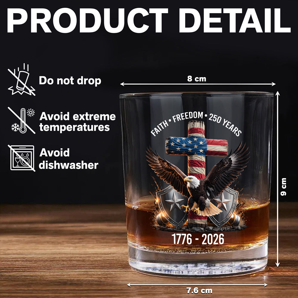 250 Years of Freedom Eagle Patriotic 1776 - 2026 Whiskey Glass HO82 901274