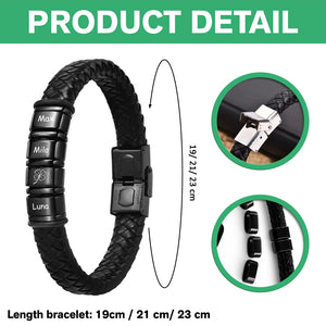Personalized Name Adorable Icon Mens Beaded Leather Bracelet Gift For Dad, Family LM32 893659