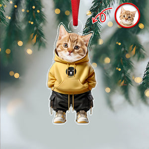 Custom Photo Cool Cat Career Uniforms Acrylic Ornament For Cat Lovers HA75 897152