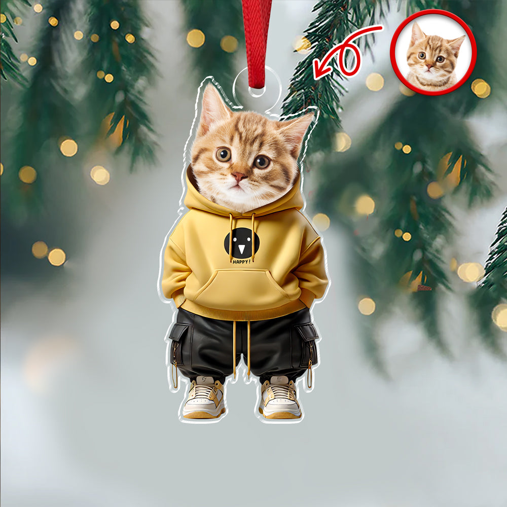 Custom Photo Cool Cat Career Uniforms Acrylic Ornament For Cat Lovers HA75 897152