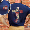 Custom Name God Bless America Patchwork USA Flag Back & Front Dark Shirt HO82 902202