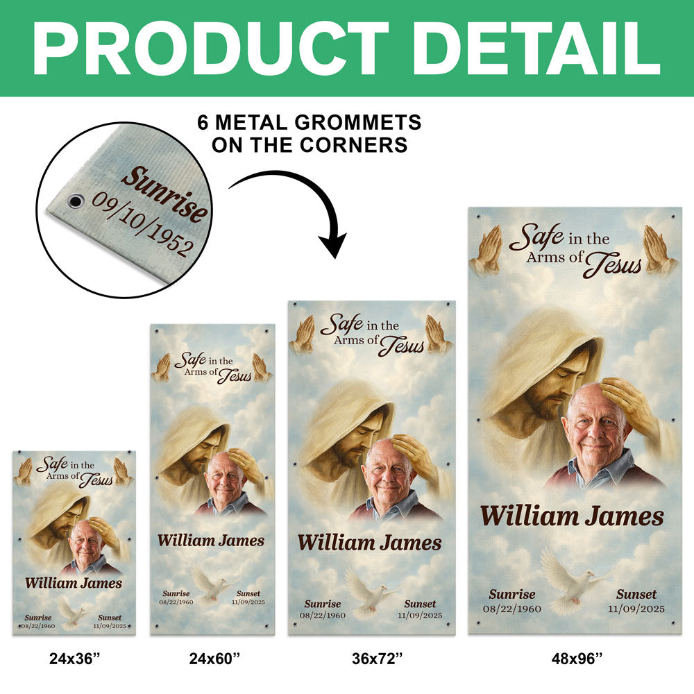 Custom Photo Safe in the Arms of Jesus Grave Blanket Memorial Gift LM32 897511