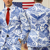 America 250th Anniversary Toile De Jouy Style Patriotic Men's Suit CH07 911028
