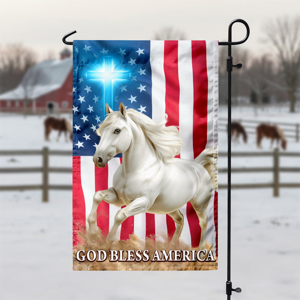 Custom Horse Photo God Bless America Garden Flag TH10 898699
