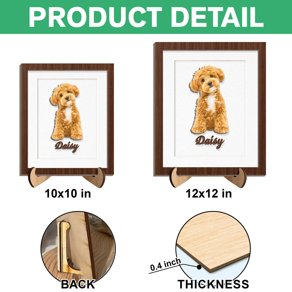 Custom Pet Portrait Photo Miniature Watercolor 2-Layered Wooden Plaque With Stand LM32 669529