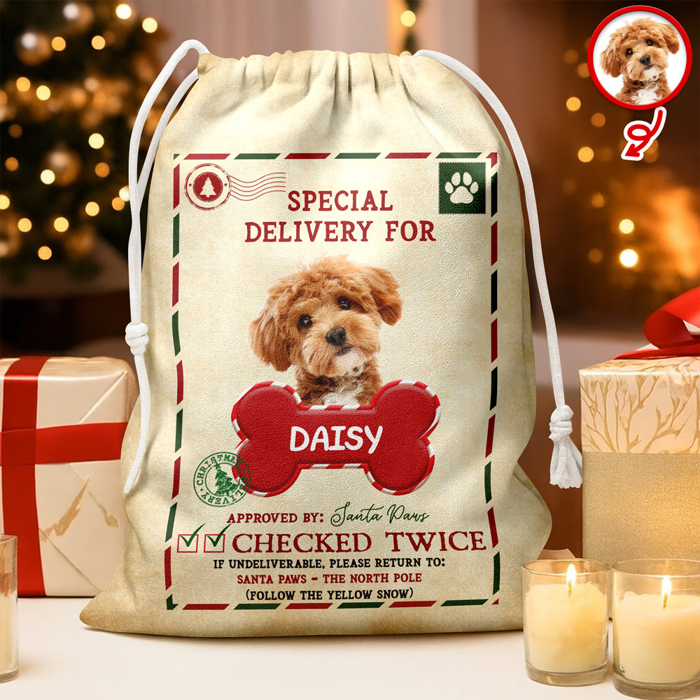 Custom Dog Photo Santa Sack Special Delivery Dog Christmas Gift Bag CH07 895760