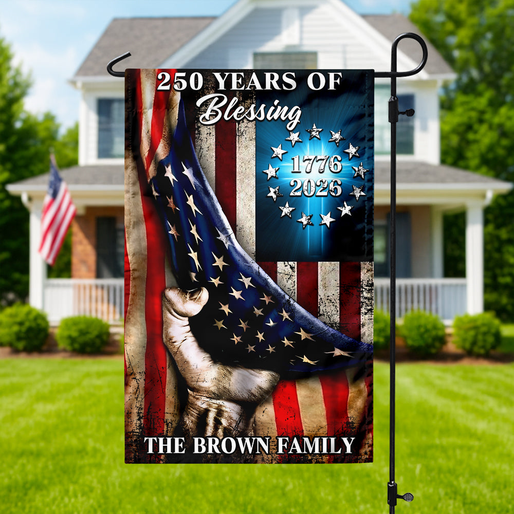 Personalized Family Name 250 Years of Blessing 1776-2026 Garden Flag HA75 920374