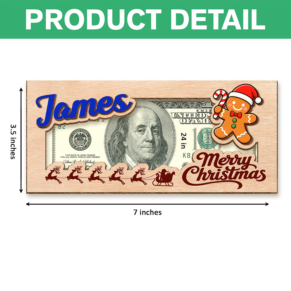 Personalized Merry Christmas Cute Cartoon Pattern Wood Money Holder HO82 903968