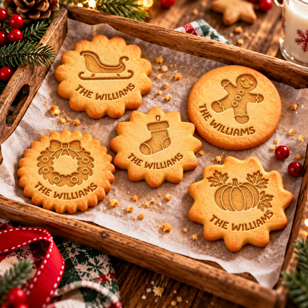 Custom Family Name Acorn Cookie Stamp, Personalized Holiday Baking Gift LM32 670285