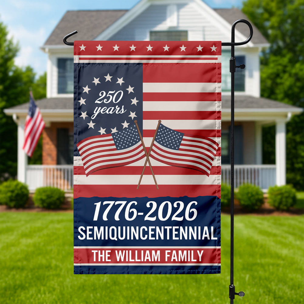 Custom Family Name Semiquincentennial 250th Anniversary Patriotic Garden Flag LM32 895865