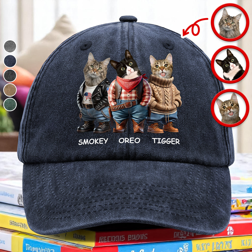 Custom Photo Name Dog Cat Career Uniforms Washed Denim Baseball Cap For Dog Pet Lover HA75 897606