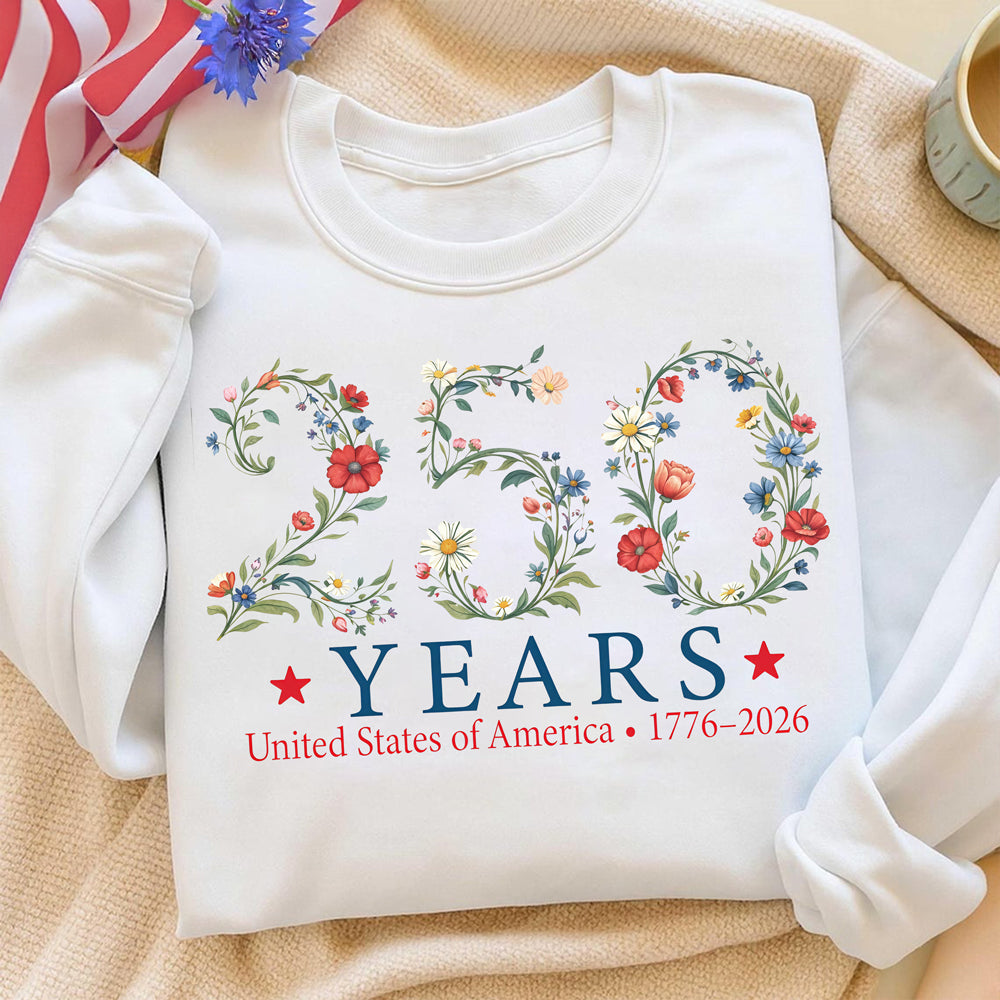 USA 250th Anniversary Floral TShirt 1776–2026 Freedom Celebration Shirt CH07 910984