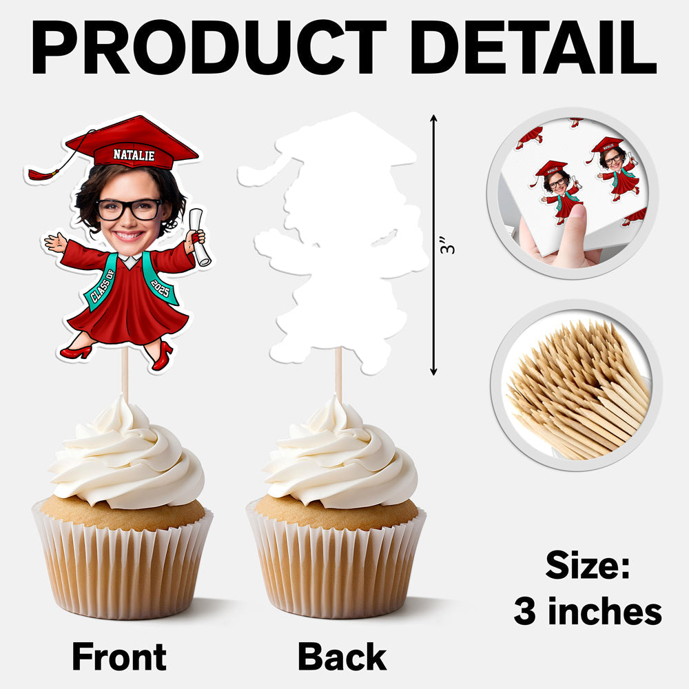 Custom Funny Face Class of 2026 Graduation Decoration Cupcake Toppers LM32 893143