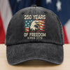 250 Years Of Freedom Since 1776 USA Bald Eagle America Flag Washed Denim Baseball Cap HA75 897380