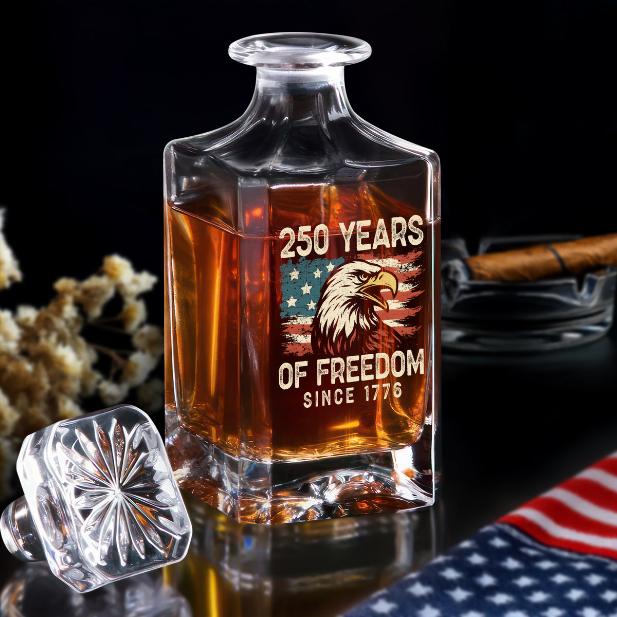 250 Years Of Freedom Since 1776 USA Bald Eagle America Flag Decanter HA75 897374