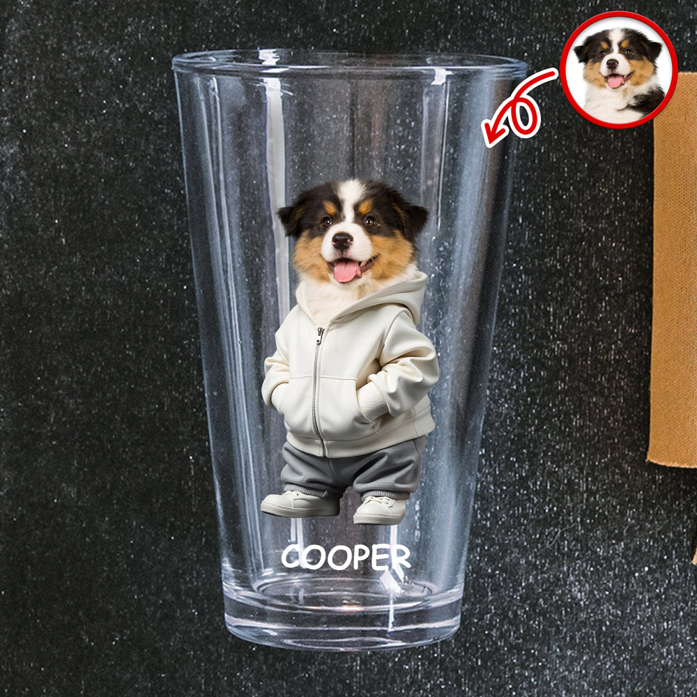 Custom Photo And Name Dog Cat Print Beer Glass HA75 897594