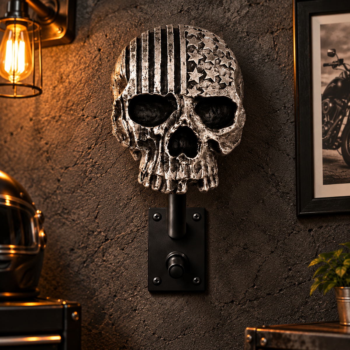 Motorcycle Skull Helmet Holder - Birthday Gift For Biker HO82 903940