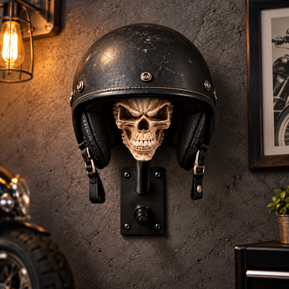 Motorcycle Skull Helmet Holder - Birthday Gift For Biker HO82 903940