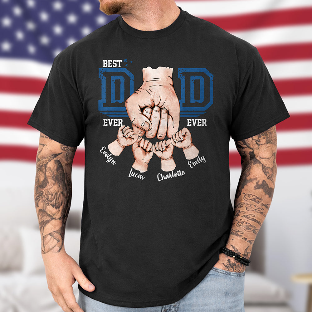 Custom Name Best Dad Ever Fist Bump Dark Shirt - Personalized Father's Day Gift for Dad LM32 899617