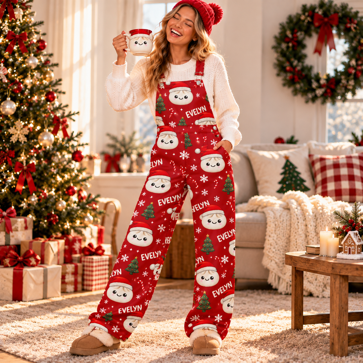 Personalized Dumpling Squishy Christmas Pattern Overall Jumpsuit - Best Christmas Gift For Yourself HO82 903882